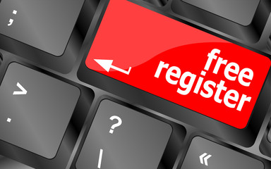 Poster - free register computer key showing internet login
