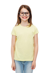 Sticker - smiling cute little girl in black eyeglasses