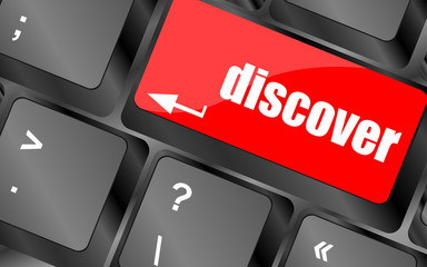 Poster - word discover on computer keyboard key, raster