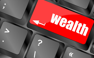 Poster - cloud icon with wealth word on computer keyboard key