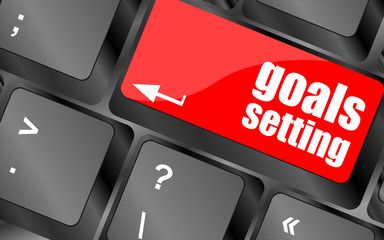 Poster - Goals setting button on keyboard with soft focus