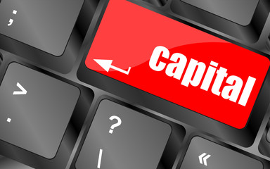 Poster - capital button on keyboard key - business concept