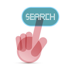 Sticker - Hand Icon Pushing Transparent Search Button