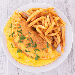 Wall Mural - omelet and french fries