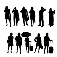 Wall Mural - Vector silhouettes of business people.