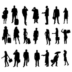 Wall Mural - Vector silhouettes of business people.