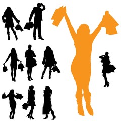 Canvas Print - Vector silhouette of a people.