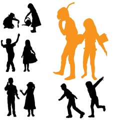 Wall Mural - Vector silhouette of children.