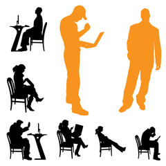 Sticker - Vector silhouettes of business people.