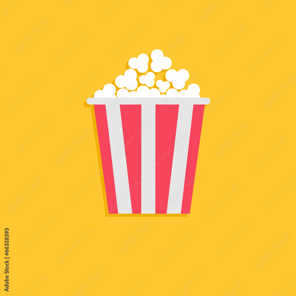 Popcorn. Cinema icon in flat dsign style. - obrazy, fototapety, plakaty 