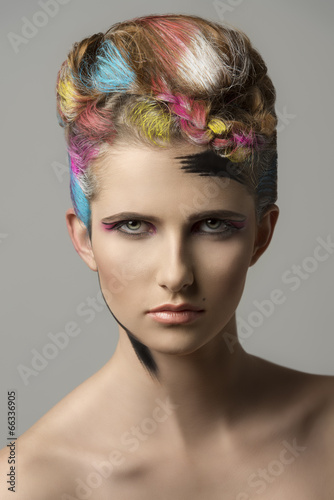 Fototapeta na wymiar charming girl in creative beauty style