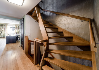 Wooden stairway in home