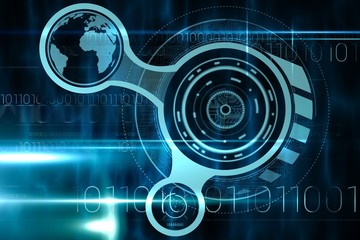 Aufkleber - Blue and black technology interface