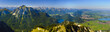 Panorama Landschaft in Bayern mit Forggensee und Alpen
