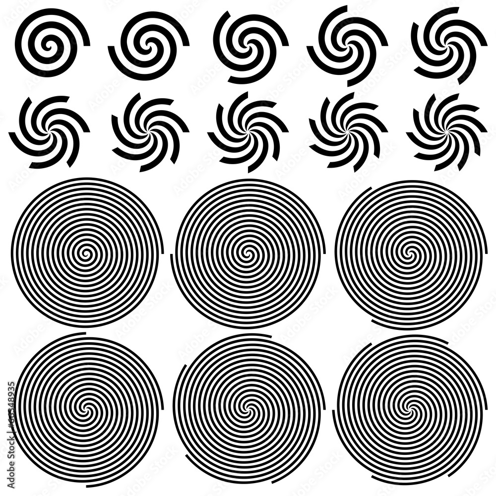 Spirals Pattern Set - obrazy, fototapety, plakaty 