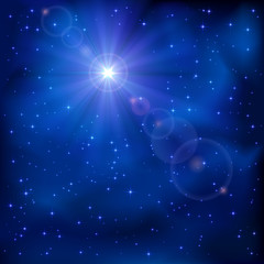 Wall Mural - Shiny star on night sky