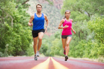 Running young people - jogging training in nature