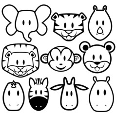 Vector Cute Wild Animals set