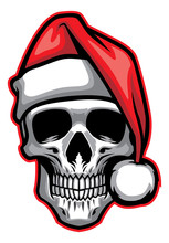 Skull Wearing Santa Claus Hat