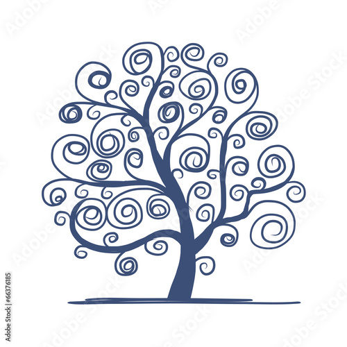 Naklejka - mata magnetyczna na lodówkę Art tree beautiful for your design