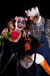 Hexe Clown und Zombie feiern Halloween