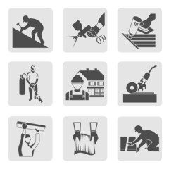 Canvas Print - Roofer icons set