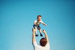© guas - Happy joyful child, father fun throws up son in the air