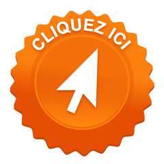 Sticker - cliquez ici sur bouton web denté orange