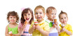 © Andrey Kuzmin - happy kids with ice cream isolated