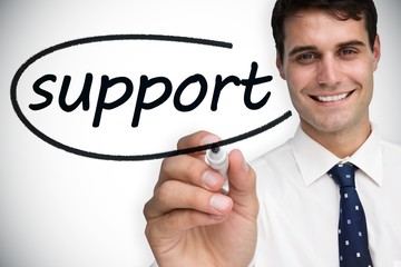 Poster - Businessman writing the word support