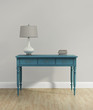 Elegant vintage chic interior with blue turquoise  console table