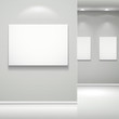 gallery interior with empty frame on wall