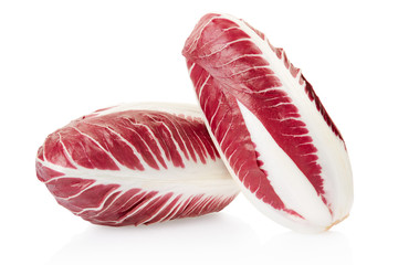 Radicchio, red salad heads on white, clipping path