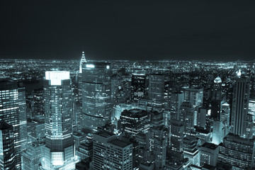 Wall Mural - Aerial night view of Manhattan skyline - New York - USA