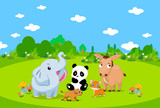 Fototapeta Pokój dzieciecy - Farm animals with background