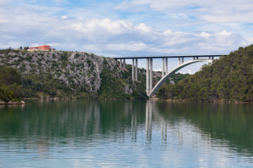 Wall Mural - Concrete Bridge over Sea Bay