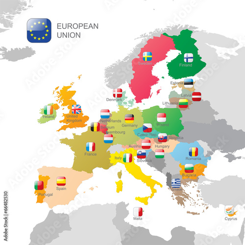 Naklejka - mata magnetyczna na lodówkę The European Union map