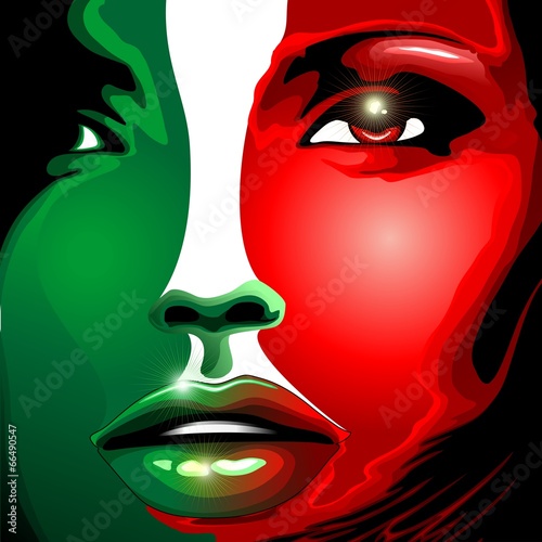 Italia Bandiera Viso Ragazza-Italy Flag Girl Portrait