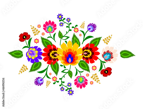 Fototapeta na wymiar Traditional Polish floral folk pattern vector