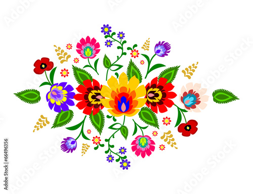 Naklejka - mata magnetyczna na lodówkę Traditional Polish floral folk pattern vector