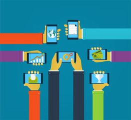 Poster - Interaction hands using mobile apps, concept  mobile apps