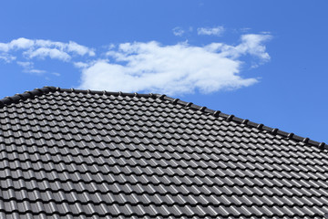 Canvas Print - black tiles roof on a new house