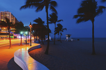 Fort Lauderdale Beach blvd. at night