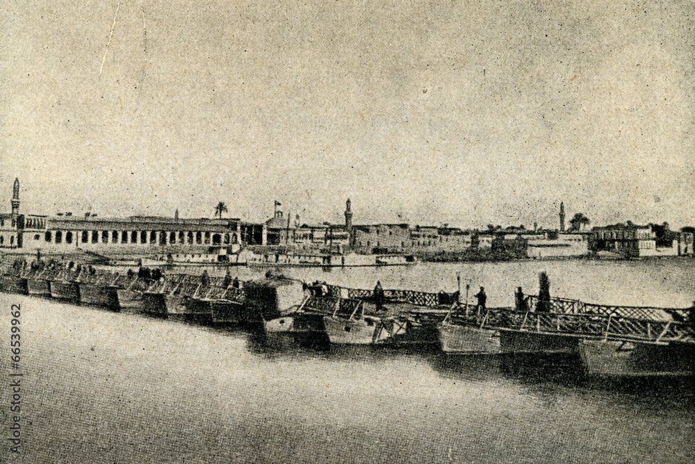 Baghdad and Tigris River ca. 1920 - obrazy, fototapety, plakaty 