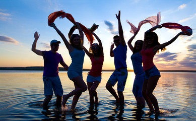 Sticker - happy people  on beach