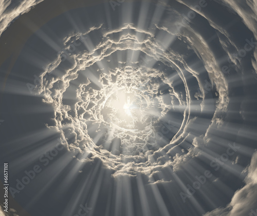 Fotografía Tunnel of clouds with light