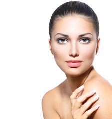 Wall Mural - beautiful face of young woman with clean fresh skin