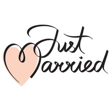 Just Married Hand Lettering Calligraphy Headline