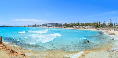 Sticker - A view of a azzure water and Nissi beach in Aiya Napa, Cyprus