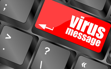 Poster - Computer keyboard with virus message key
